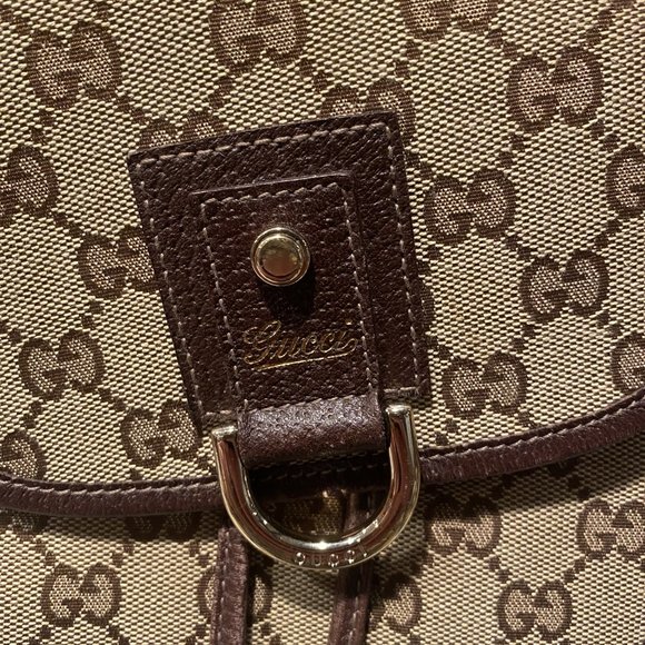 Vintage Tan/Brown Leather Gucci Bag Flap Backpack